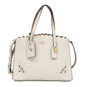 Coach 29330 Women's Leather Shoulder Bag,Tote Bag Light Beige,White
