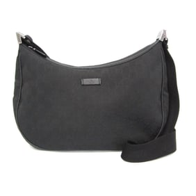 Gucci GG Canvas 122790 Women's GG Canvas,Leather Shoulder Bag Black