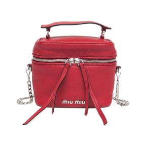 Miu Miu MADRAS Mini Vanity Bag 5BH122 Women's Leather Handbag,Shoulder Bag Red Color