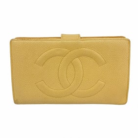 Chanel long wallet in caviar leather, beige, for women