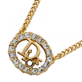 Christian Dior Oval Necklace with GP Plated Rhinestones in Gold for Women