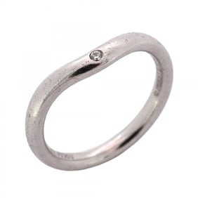 Tiffany ring, curved band, 1PD, Pt950 platinum, diamond, size 4, women's