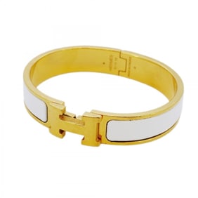 Hermes Click Cluck PM Bangle in GP-plated Gold and White for Women