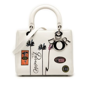 Christian Dior Dior Paradise Lady Handbag/Shoulder Bag, 2-Way, White/Multicolor Leather, Women's,
