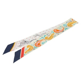 Hermes Hermès Twilly Guepards Bandana Cheetah Scarf Muffler in Yellow, White, and Multicolor Silk