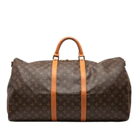 Louis Vuitton Monogram Keepall Bandouliere 60 Boston Bag/Travel Bag M41412 Brown Leather Women's