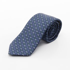 Hermes Hermès H Street silk tie for men, navy blue