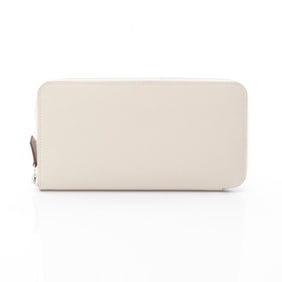 Hermes Hermès Azap Long Silk-in Cle Round Wallet, Epsom Leather, Women's, White