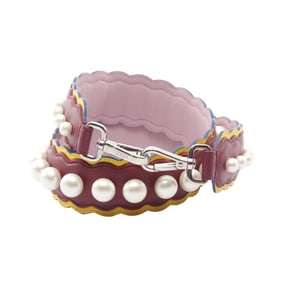 FENDI Strap You Shoulder Accessory, Leather with Faux Pearl, Women's, Bordeaux, Yellow, and White