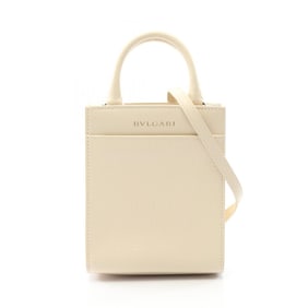 BVLGARI Infiniteum Mini Handbag, Leather, Women's, White, 292002