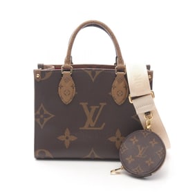 Louis Vuitton On the Go PM Monogram Giant Reverse Handbag, Coated Canvas, Women's, Brown and Beige,