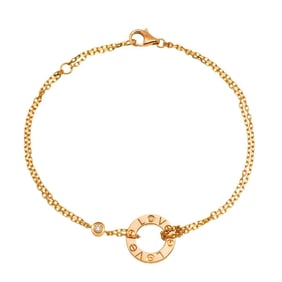 Cartier Love Diamond 2P Bracelet, 18.5cm, 18K PG Pink Gold 750, Circle Bracelet