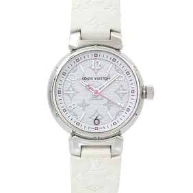 Louis Vuitton Tambour PM Monogram QA115 Women's White Quartz Watch