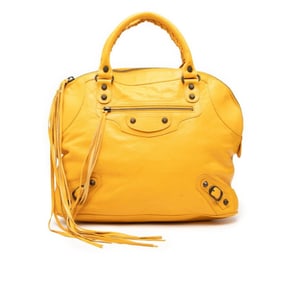 Balenciaga Classic Bowling Handbag 299202 Yellow Leather Women's BALENCIAGA