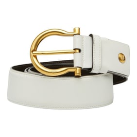 Salvatore Ferragamo belt in white leather for women.