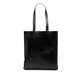 Fendi Logo Tote Bag Shoulder 7VA538 Black Leather Women's FENDI