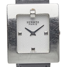 Hermes Hermès Women's BE1.210 Quartz Watch with White Dial and Stainless Steel Box Calf Leather