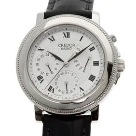 Seiko GBBG999 4S77-0010 Credor Retrograde Men's Watch in Platinum PT950 with Leather Strap