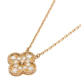 Van Cleef & Arpels Vintage Alhambra Diamond Necklace in 18K Pink Gold for Women