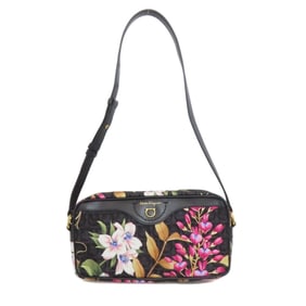 Salvatore Ferragamo Mini Shoulder Bag with Flower and Gancini Hardware, Nylon Material, Women's