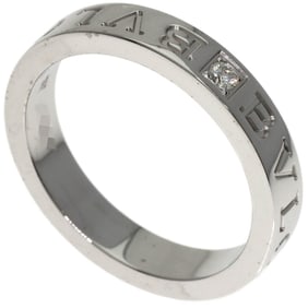 Bvlgari Double Logo 1P Diamond Ring in 18K White Gold for Women