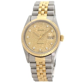 Rolex 16233G Datejust 10P Diamond Watch, Stainless Steel SSx18KYG, 18KYG, Men's