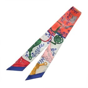 HERMES Twilly WOW SH BLEU Multicolor Women's 100% Silk Scarf Muffler Like New Pre-owned Ginzo