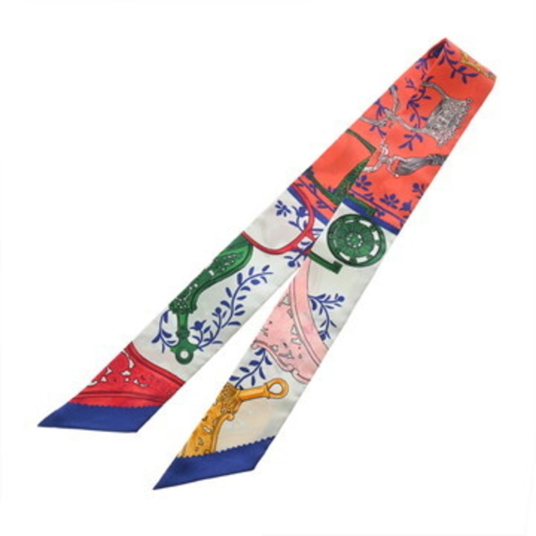 HERMES Twilly WOW SH BLEU Multicolor Women's 100% Silk Scarf Muffler Like New Pre-owned Ginzo (1 of 17)