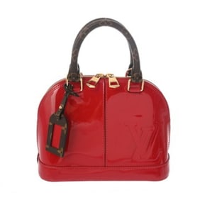 LOUIS VUITTON Alma BB Scarlet M91606 Women's Monogram Canvas Patent Leather Handbag, A-Rank,