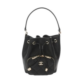 CHANEL Clutch with Chain, Black, AP4775, Women's Grained Shiny Calfskin Shoulder Bag, A-Rank,