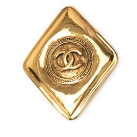 Chanel Coco Mark diamond brooch, gold plated, women's.