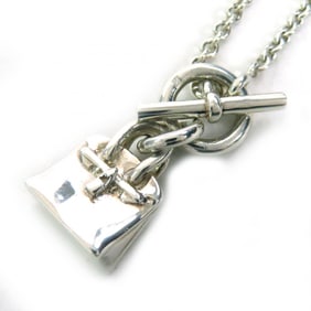 HERMES Mini Birkin Amulet AG925 Silver Pendant Necklace, Weight 12.6g, Women's