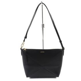 LOEWE Puzzle Fold Pouch C510PT1X01, Leather and Shiny Napa Calfskin Shoulder Pouch, Black, Includes