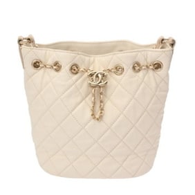 CHANEL Matelasse White Women's Soft Caviar Leather Shoulder Bag, Condition: B, Pre-owned, Ginzo