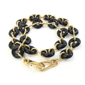 LOEWE Donut Chain Shoulder Strap C564T03X02 Black Gold Acetate Metal Replacement Bag Women's