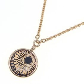Hermes Medaille Necklace OP'H PM Gold and Black Metal Pendant Chain for Women