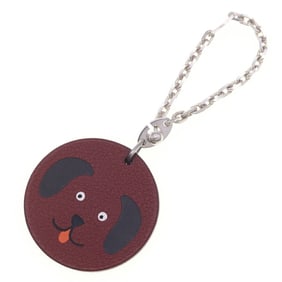 Hermes Animal Dog Bag Charm, Brown, Sterling Silver (925), Leather Keychain, Dog, Women's, HERMES