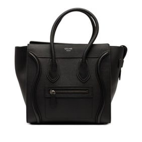 Celine Luggage Micro Shopper Handbag in Black Leather for Women
