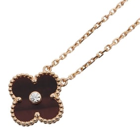 Van Cleef & Arpels Vintage Alhambra 1P Diamond Necklace VCARPOMV00 18KPG Pink Gold Bullseye Women's