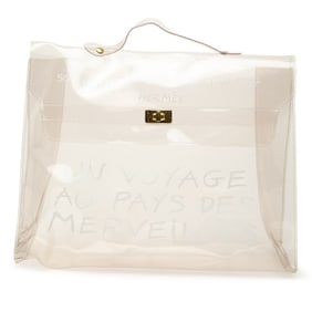 Hermès Vinyl Kelly: A Journey to Wonderland Exhibition Handbag, Clear Gold Hardware, Vinyl,