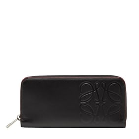 LOEWE Anagram Long Wallet with Round Zipper, Black Leather, Women's