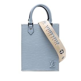 Louis Vuitton Epi Petite Sac Plat Handbag/Shoulder Bag, 2-Way, M80167, Blue Leather, Women's, LOUIS