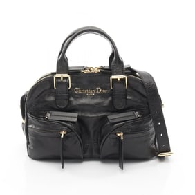 Christian Dior Dior Grand Tour Bowling Bag, Leather Handbag, Women's, Black, M6000UNQD_M900
