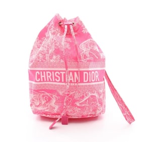 Christian Dior DIORTRAVEL Toile de Jouy Pouch Bag, Nylon, Women's, Pink and White
