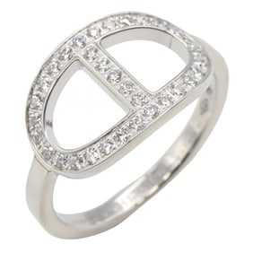 Hermes Hermès Chaine d'Ancre Contour MM Ring, 18K White Gold with Diamonds, Women's, Silver and