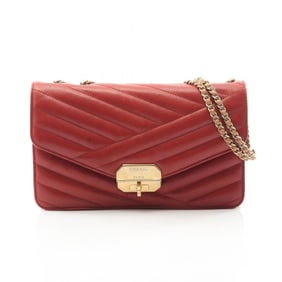 CHANEL bias stitch shoulder bag in lambskin leather, red.