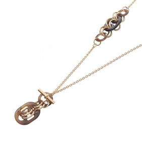 Hermes Hermès Eurydice PM Necklace, Gold-Plated, Buffalo Horn, Women's, Gold and Brown