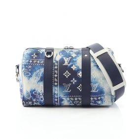 Louis Vuitton City Keepall Shoulder Bag, Leather with Monogram Bandana, Men's, Blue, Navy, and