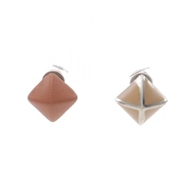 Hermes Hermès Medor Gaine PM earrings in stainless steel, available brown and beige.
