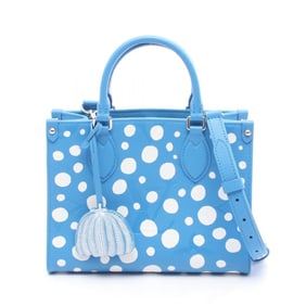 Louis Vuitton x yayoi kusama On the Go PM Handbag, Leather, Women's, Blue and White, M46424